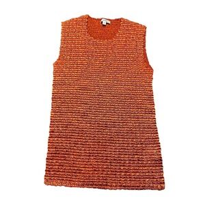 NICOLA Sleeveless Popcorn Scrunchy Crinkle Shirt 90s Y2K Orange Size S